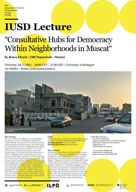 IUSD Lecture#1 Winter 2021 / Consultative hubs for democracy within neighborhoods in Muscat