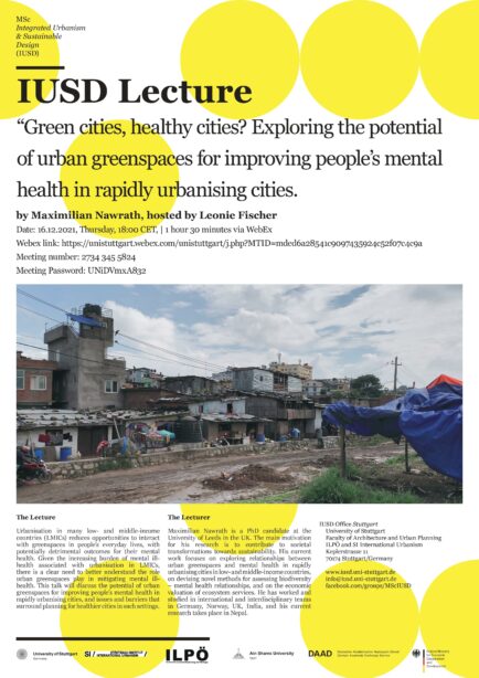 IUSD Lecture: „Green cities, healthy cities?“ / Maximilian Nawrath, Leeds, UK
