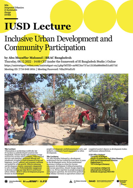 IUSD Lecture // Inclusive Urban Development and  Community Participation by Abu Muzaffar Mahmud // BRAC Bangladesh