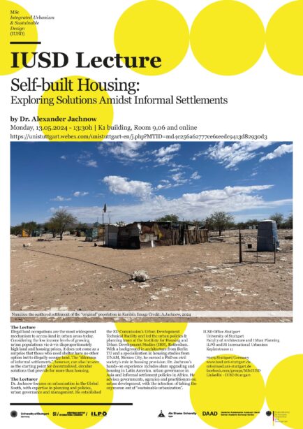 Public lecture: Self-built Housing: Exploring Solutions Amidst Informal Settlements